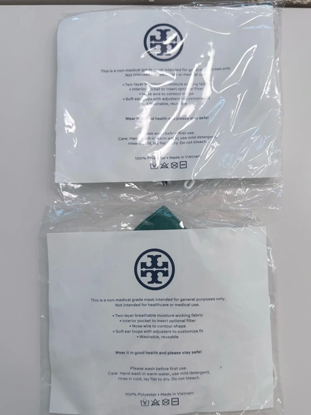 Tory Burch Printed Bandana Face Masks - Green & White Set